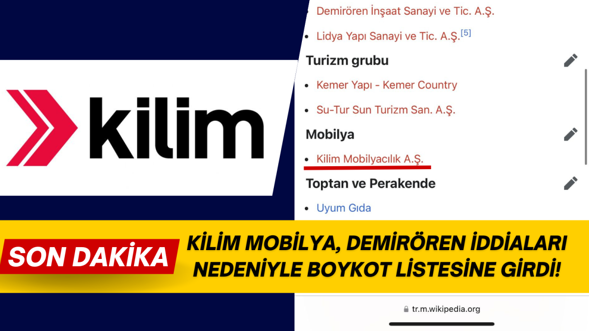 KİLİM MOBİLYA, DEMİRÖREN İDDİALARI NEDENİYLE BOYKOT LİSTESİNE GİRDİ!