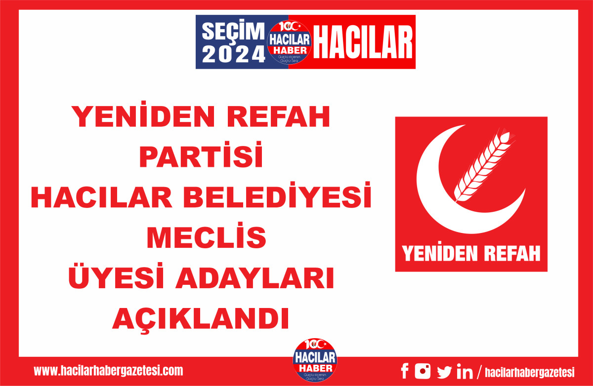 YENİDEN REFAH PARTİSİ HACILAR BELEDİYESİ  MECLİS  ÜYESİ ADAYLARI  AÇIKLANDI